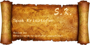 Spak Krisztofer névjegykártya